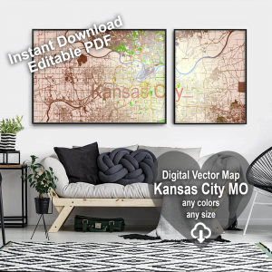 Kansas City Missouri US editable layered PDF Vector Map Version 2