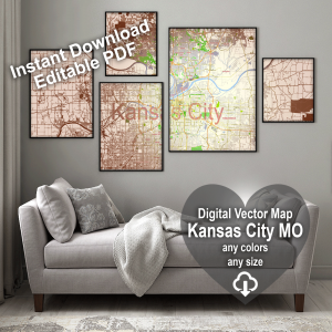 Kansas City Missouri US editable layered PDF Vector Map Version 2