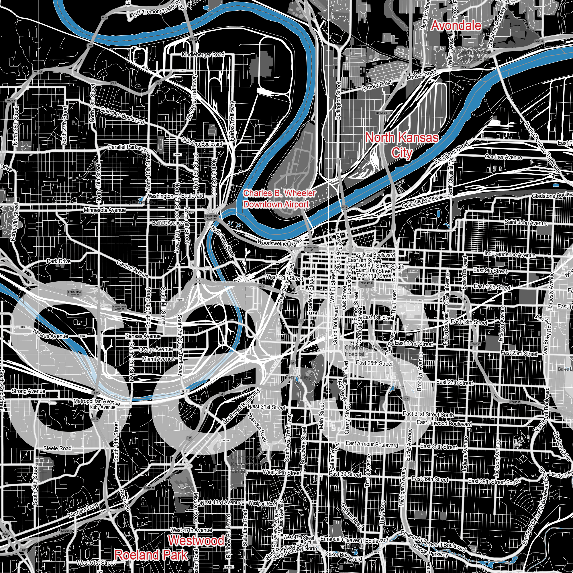 Kansas City Missouri US editable layered PDF Vector Map