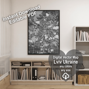 Lviv Ukraine editable layered PDF Vector Map