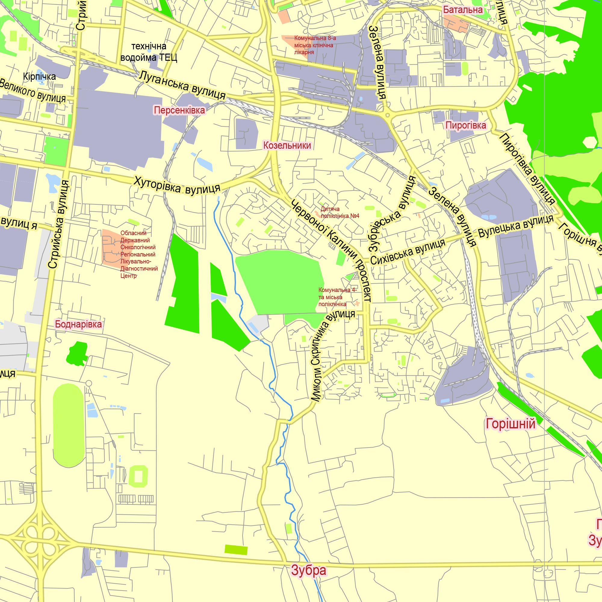 Lviv Ukraine editable layered PDF Vector Map
