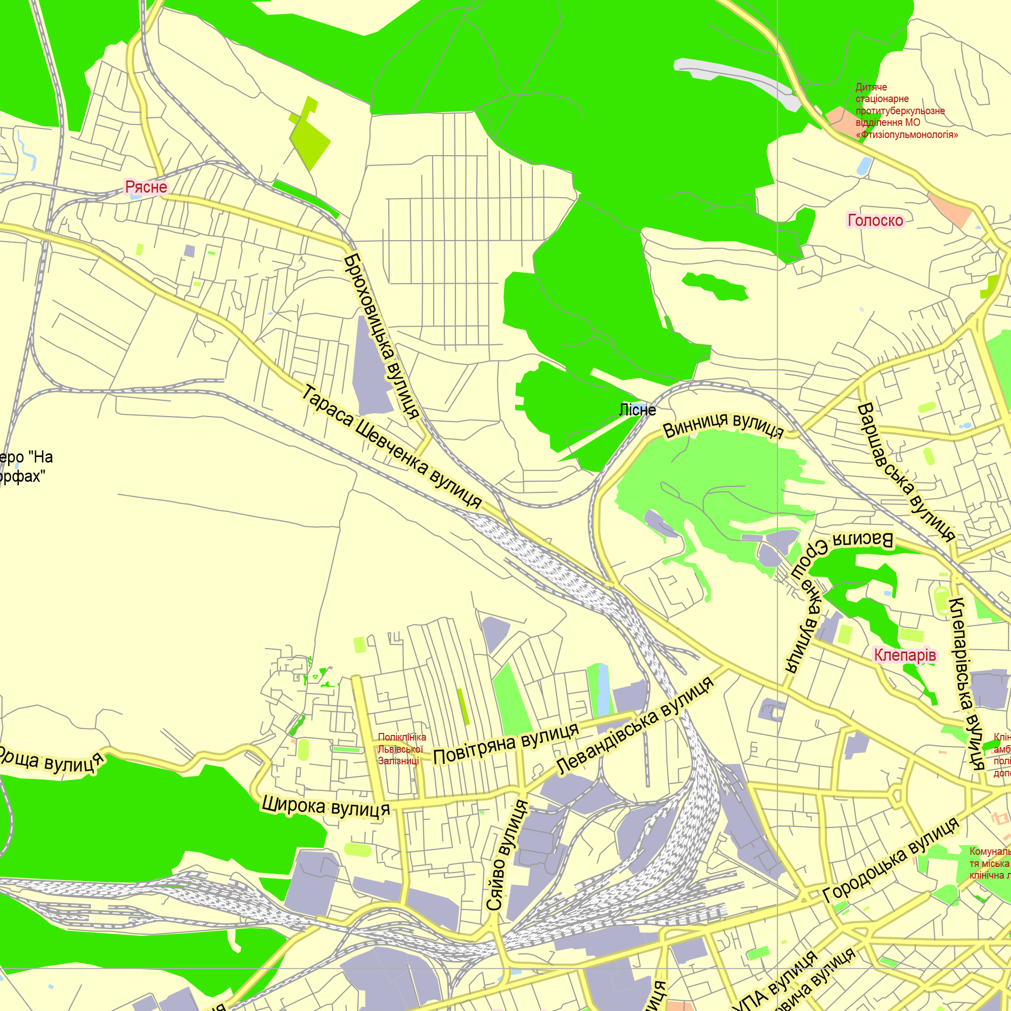 Lviv Ukraine editable layered PDF Vector Map