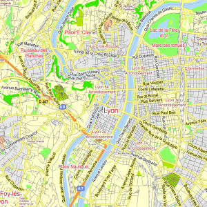 Lyon France editable layered PDF Vector Map