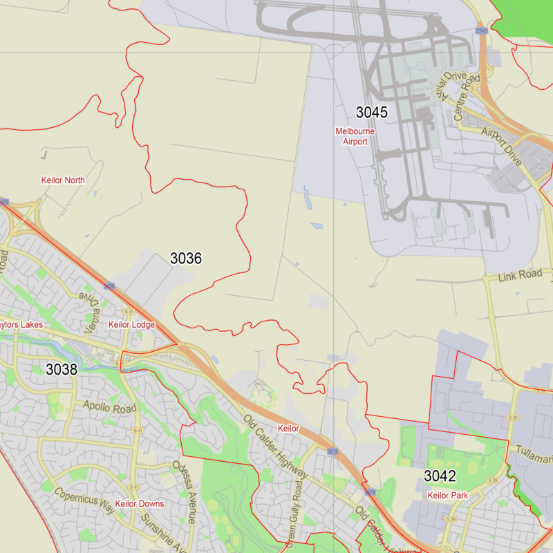 Melbourne Australia editable layered PDF Vector Map Version 33 zipcodes ...