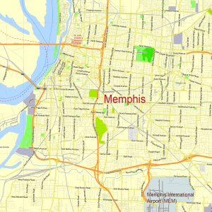 Memphis Tennessee US editable layered PDF Vector Map