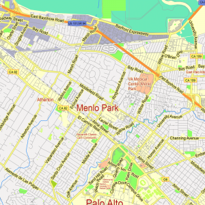 Menlo Park California US editable layered PDF Vector Map
