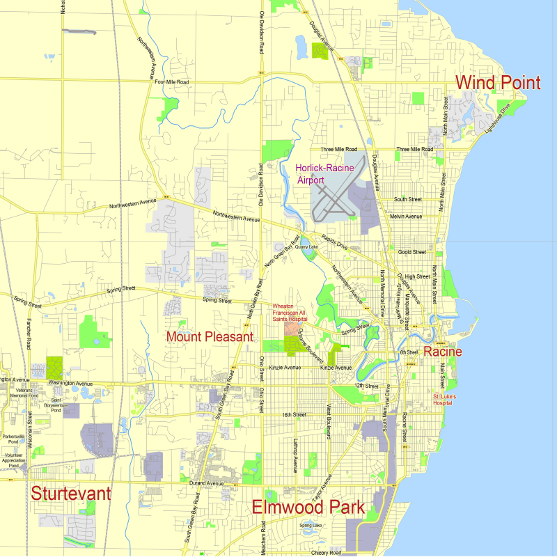 Milwaukee Wisconsin US editable layered PDF Vector Map