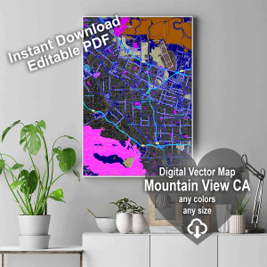 Mountain View California US editable layered PDF Vector Map