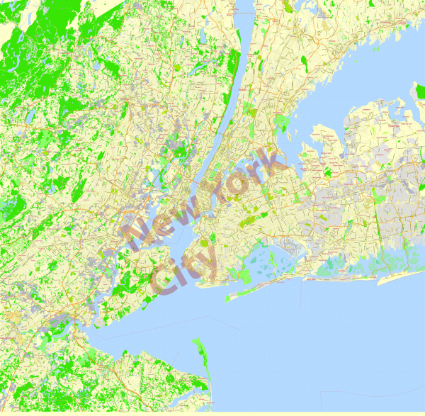 New York City US editable layered PDF Vector Map