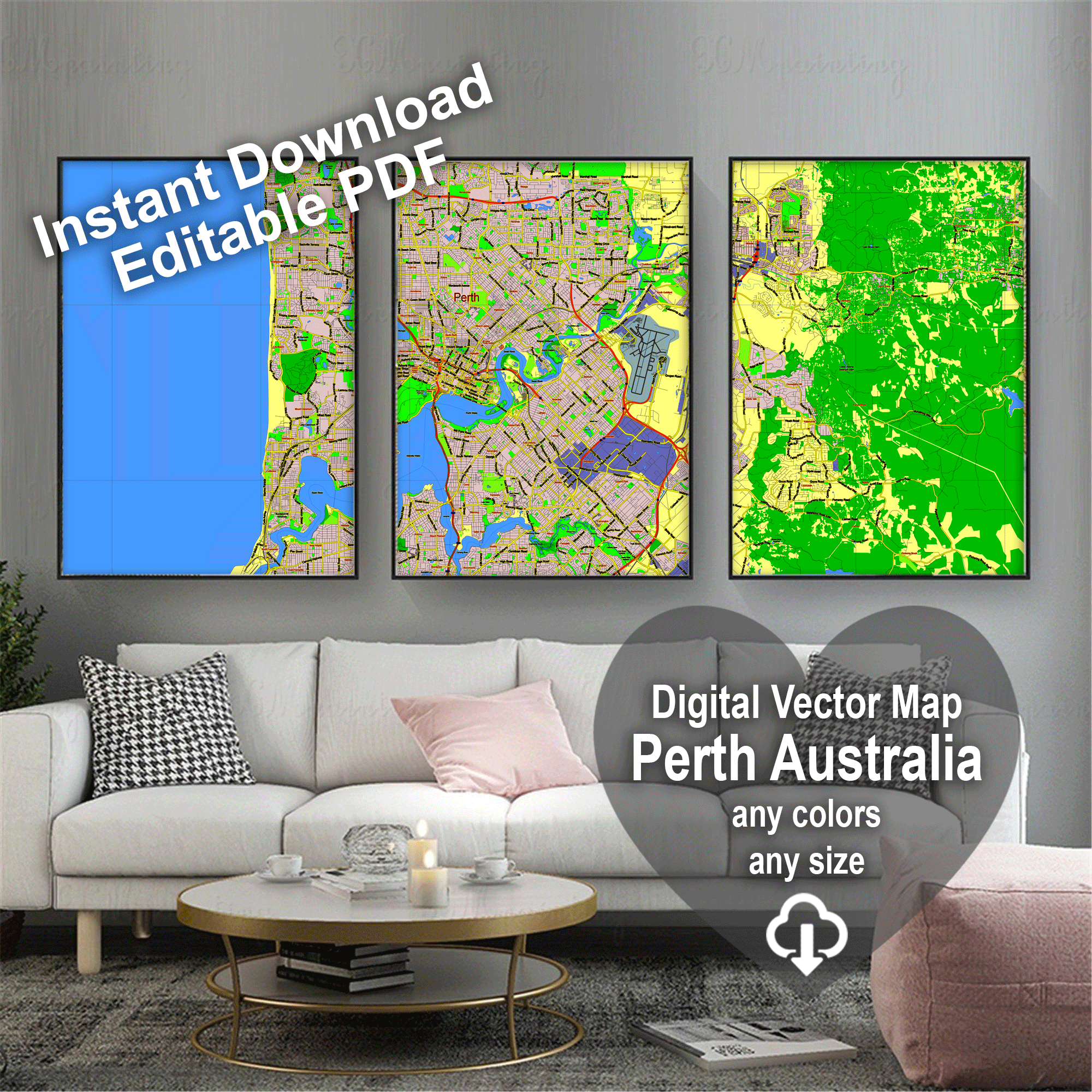 Crown Perth Map.pdf Perth Australia editable layered PDF Vector Map Version 33 – Maps in ...