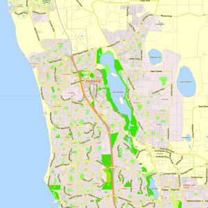 Perth Australia editable layered PDF Vector Map Version 33