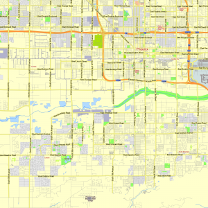 Phoenix Arizona US editable layered PDF Vector Map Version 22