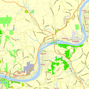 Pittsburgh Pennsylvania US editable layered PDF Vector Map Version 33
