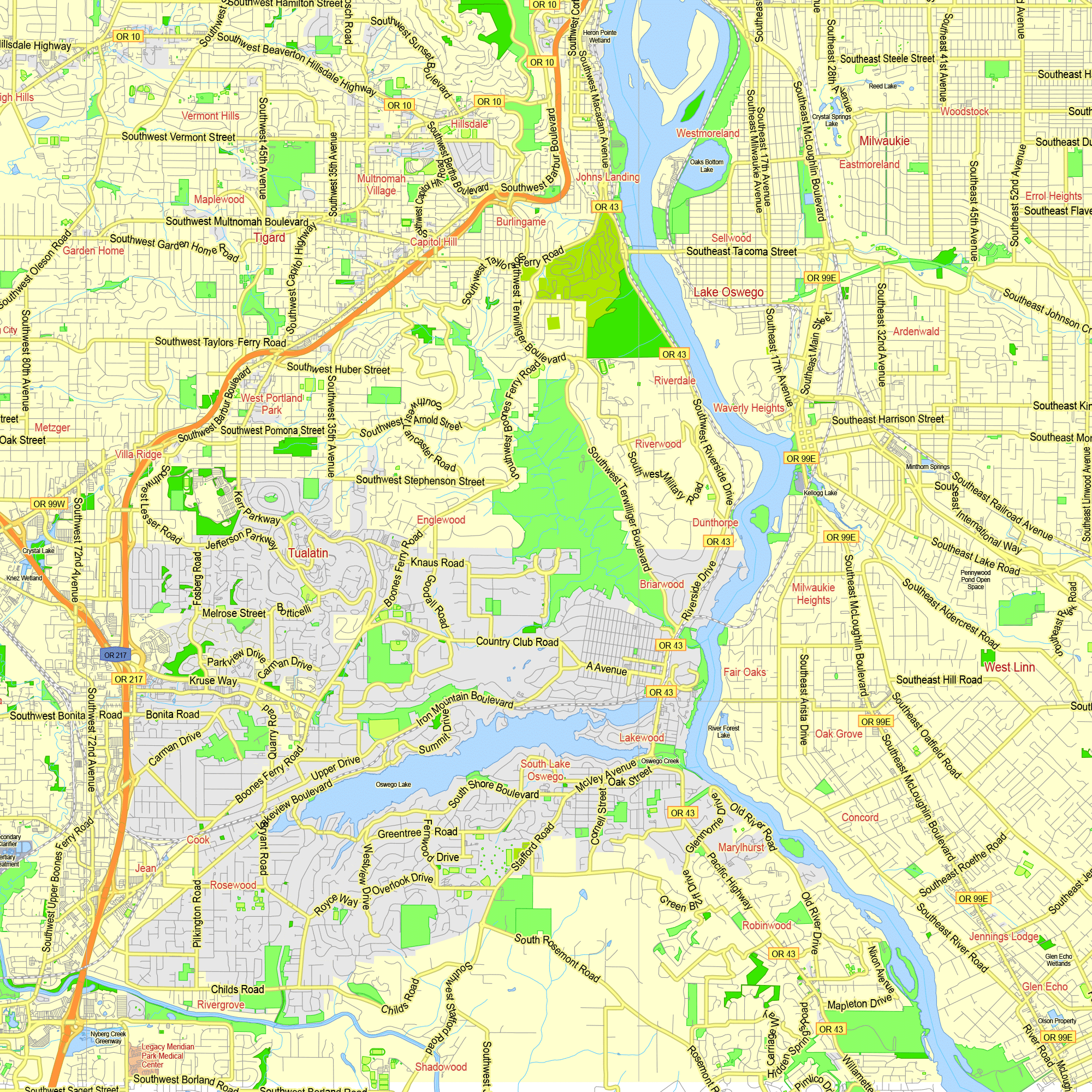 Portland Oregon Vancouver Washington Us Editable Layered Pdf Vector Map Portland Oregon Vancouver Washington Us Editable Layered Pdf Vector Map