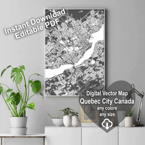Quebec City Canada editable layered PDF Vector Map