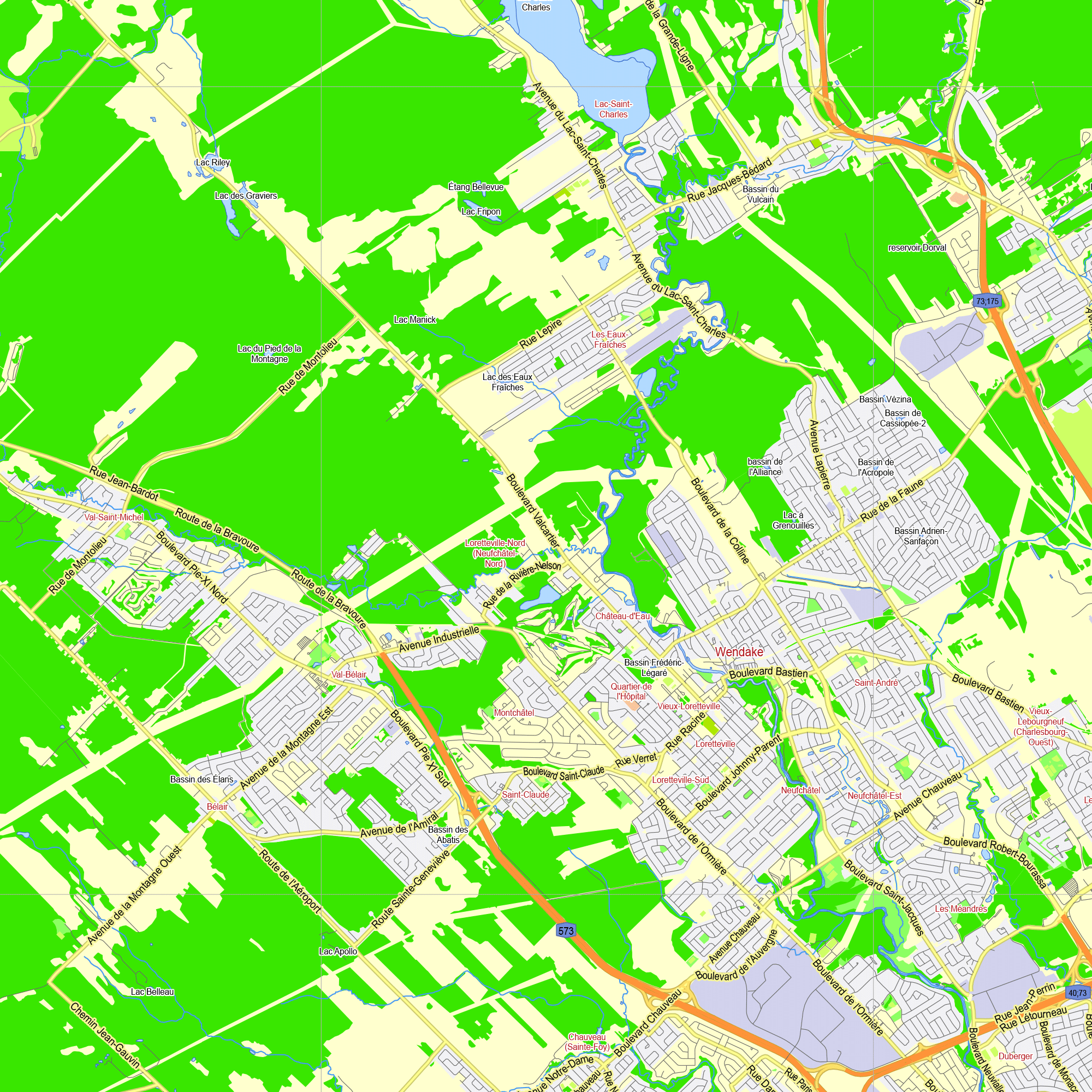 Quebec City Canada editable layered PDF Vector Map – Maps in Vector ...