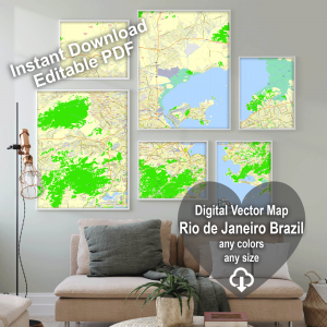 Rio de Janeiro Brazil editable layered PDF Vector Map