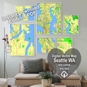 Seattle Washington US editable layered PDF Vector Map Version 22