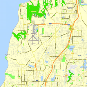 Seattle Washington US editable layered PDF Vector Map