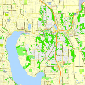 Seattle Washington US editable layered PDF Vector Map Version 22