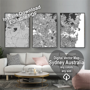 Sydney Australia editable layered PDF Vector Map Version 33