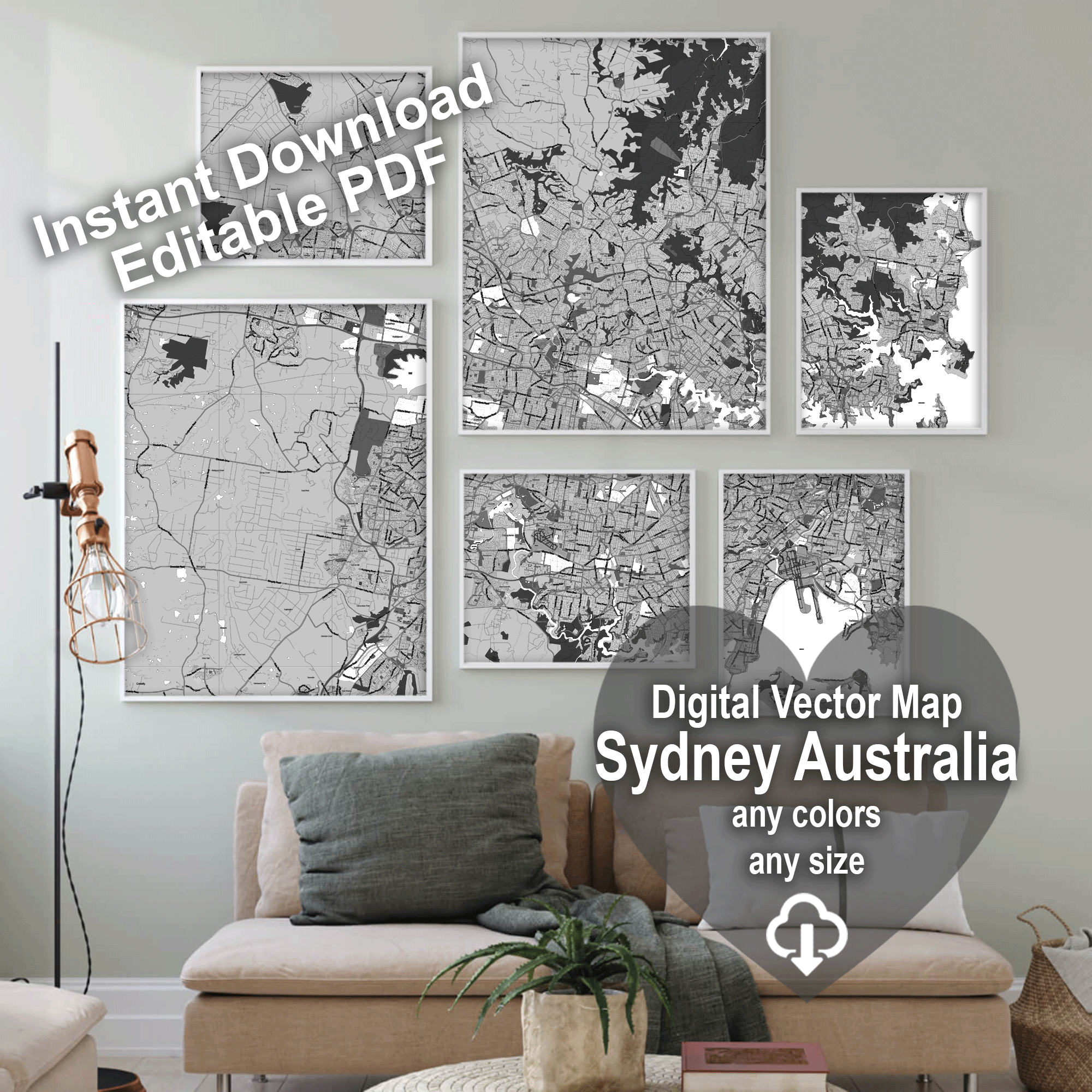 Sydney Australia editable layered PDF Vector Map Version 33 – Maps in ...