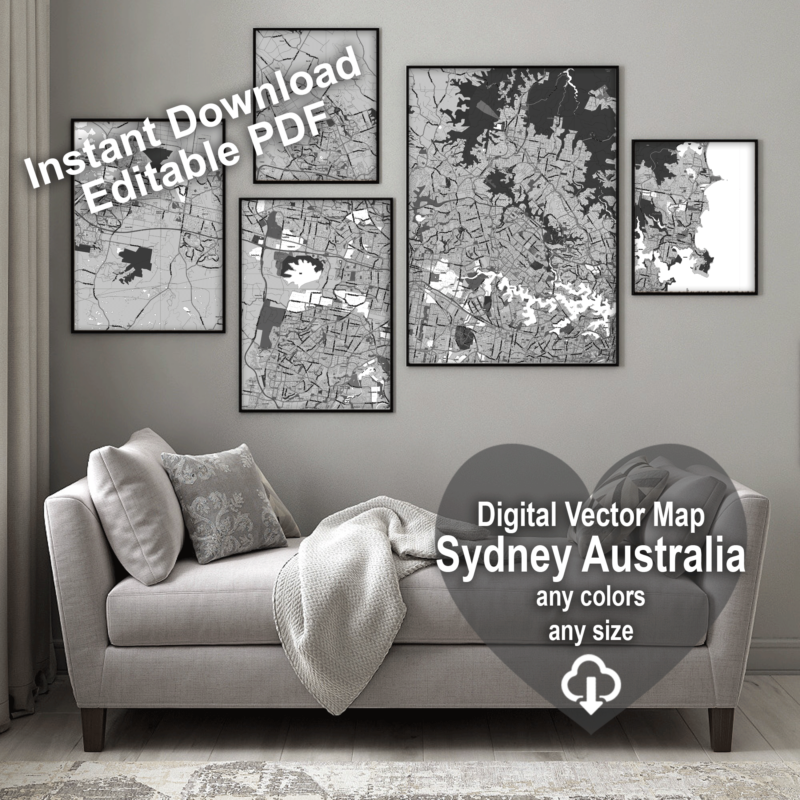 Sydney Australia editable layered PDF Vector Map Version 33 – Maps in ...