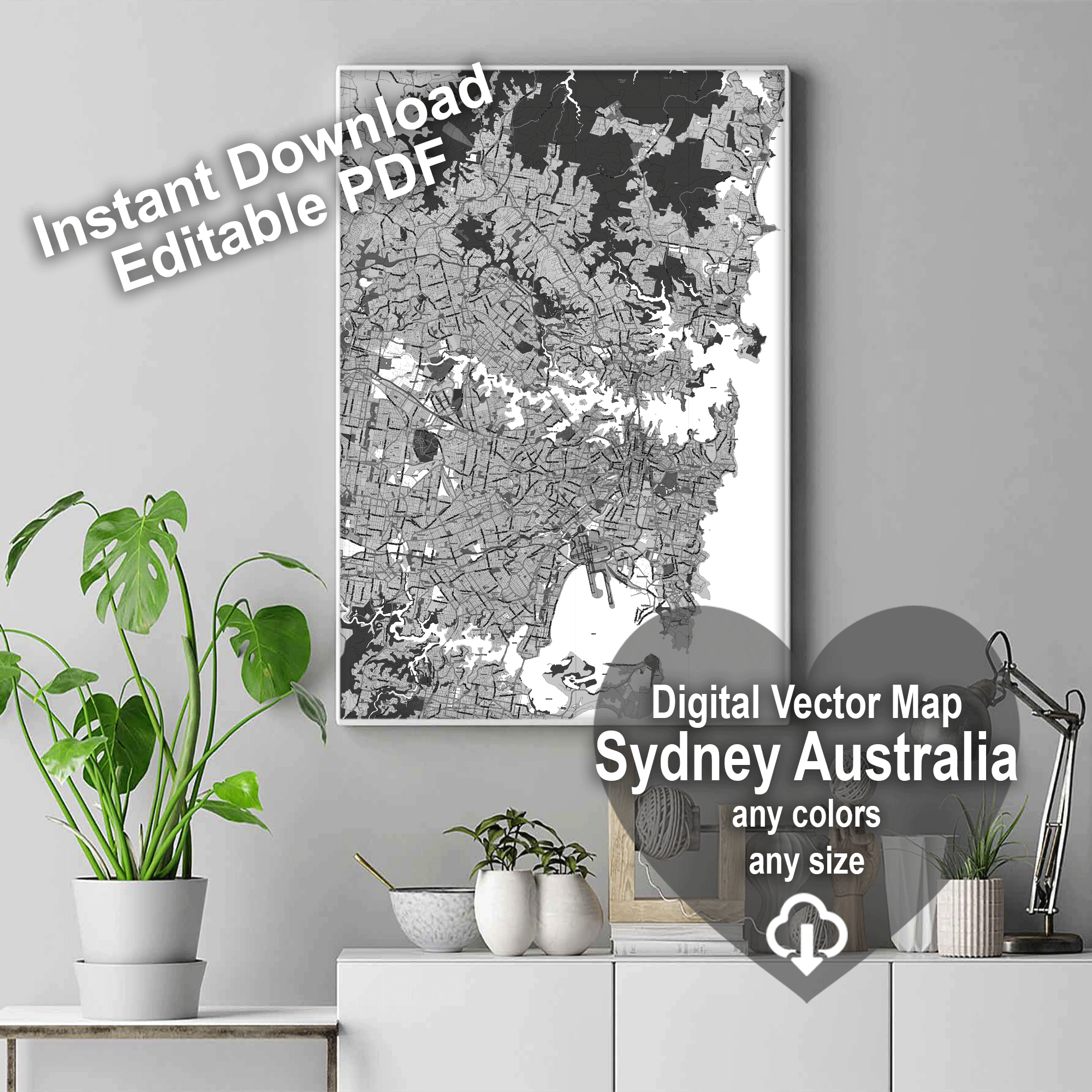 Sydney Australia editable layered PDF Vector Map Version 33 – Maps in ...