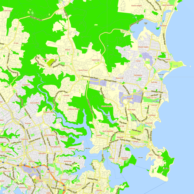 Sydney Australia editable layered PDF Vector Map Version 33 – Maps in ...
