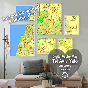 Tel Aviv Yafo Israel editable layered PDF Vector Map
