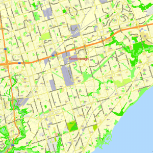 Toronto Canada editable layered PDF Vector Map