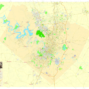 Austin Texas US editable layered PDF Vector Map