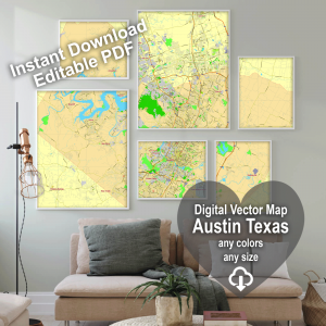 Austin Texas US editable layered PDF Vector Map