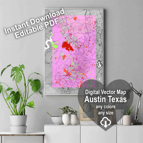 Austin Texas US editable layered PDF Vector Map – Maps in Vector ...