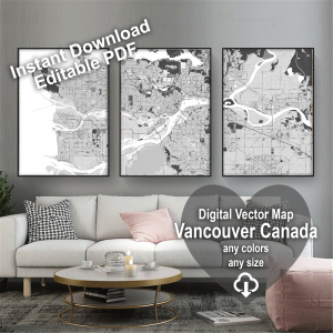 Vancouver Canada editable layered PDF Vector Map