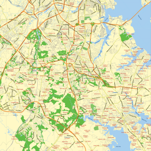 Washington DC + Baltimore Maryland US editable layered PDF Vector Map