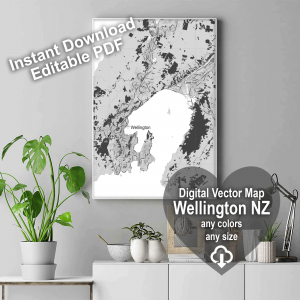 Wellington New Zealand editable layered PDF Vector Map
