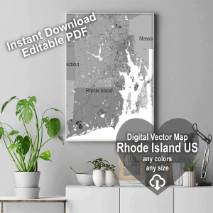 Rhode Island Full State US editable layered PDF Vector Map