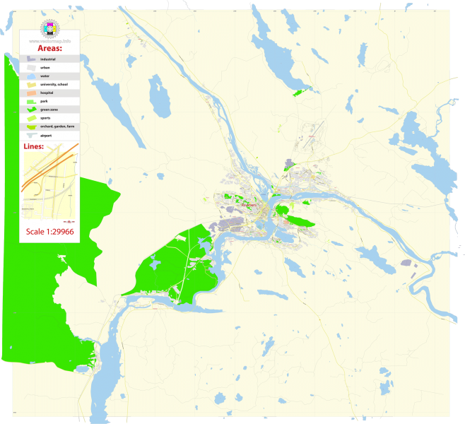 Rovaniemi Finland editable layered PDF Vector Map
