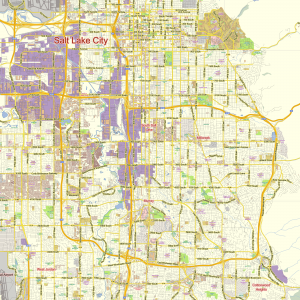 Salt Lake City Utah US editable layered PDF Vector Map