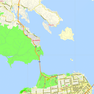 San Francisco + Oakland California US editable layered PDF Vector Map