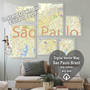 San Paulo Brazil editable layered PDF Vector Map