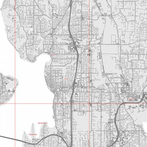 Seattle Washington US Map Vector City Plan Low Detailed (simple white ...