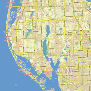 Tampa Bay Florida US editable layered PDF Vector Map