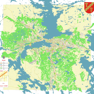 Tampere Finland editable layered PDF Vector Map