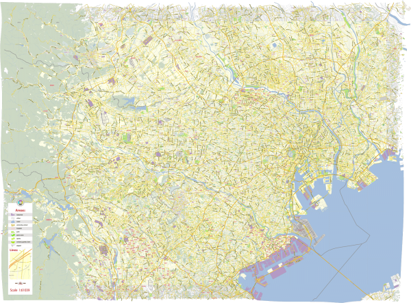 Tokyo Japan editable layered PDF Vector Map