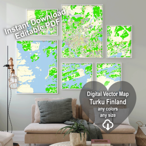 Turku Finland editable layered PDF Vector Map