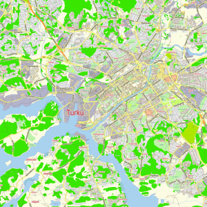 Turku Finland editable layered PDF Vector Map
