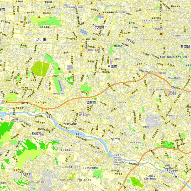 Tokyo Japan editable layered PDF Vector Map Version 2 – Maps in Vector ...