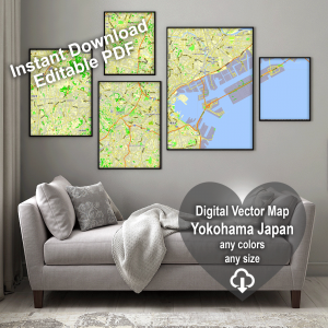 Yokohama Japan editable layered PDF Vector Map